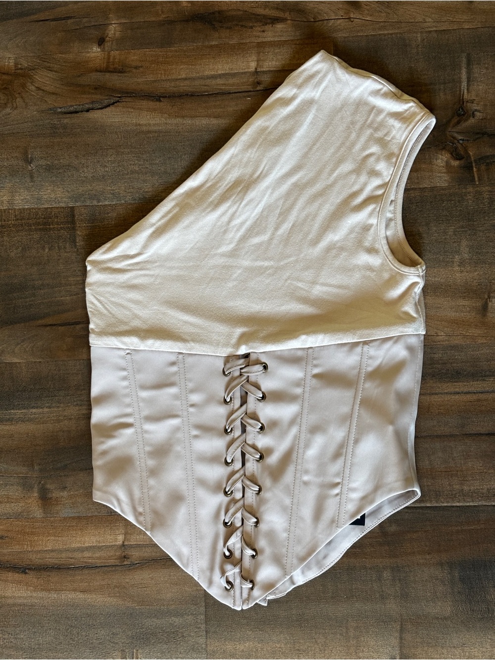 The Kript Asymmetrical Ivory Corset with Front Lace-Up